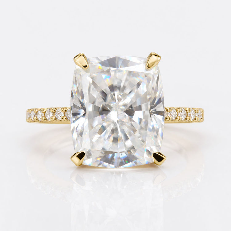 5.61 TCW Elongated Cushion Cut Classic Cathedral Moissanite Ring
