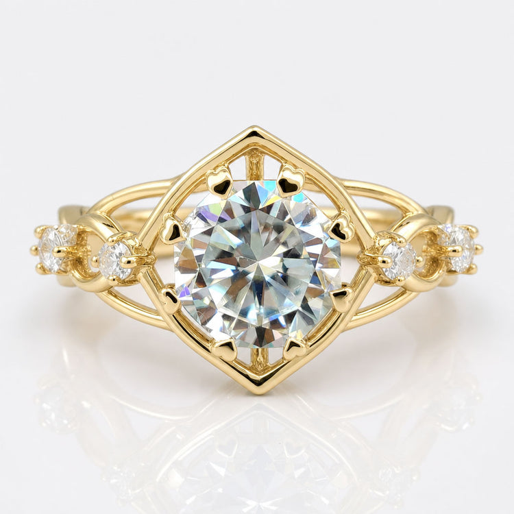 Unique Filigree Style, 2.02 TCW Octagon Cut Moissanite Vintage Engagement Ring