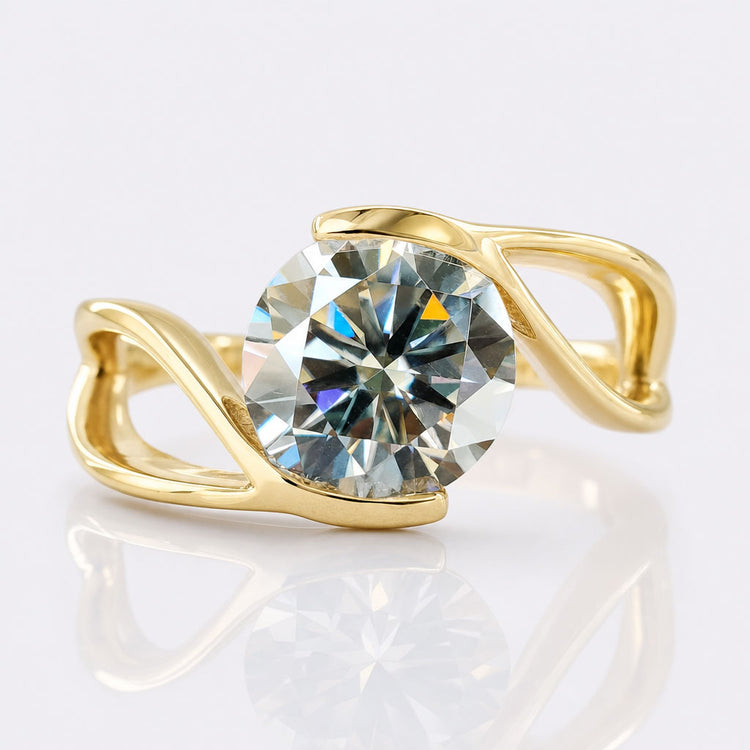 1.92 CT Round Brilliant Cut Gray Moissanite Solitaire Engagement Ring