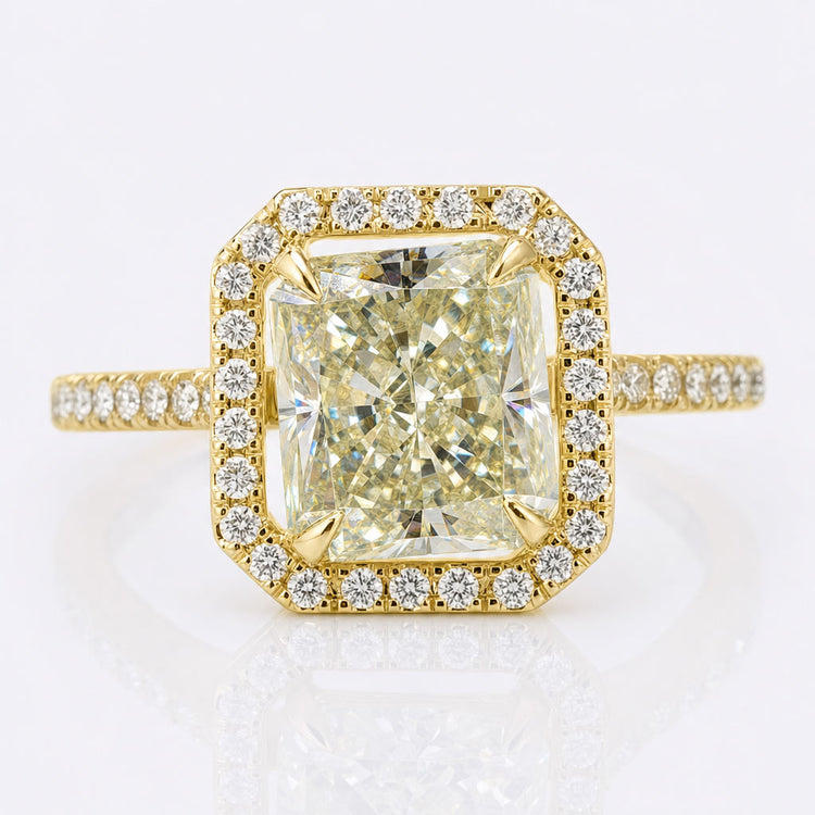 3.32 TCW Radiant Cut Amazing Halo Pave Moissanite Engagement Ring