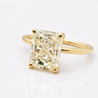 2.38 CT Radiant Brilliant Cut Light Yellow Moissanite Solitaire Ring