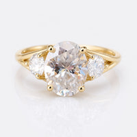 2.23 TCW Oval Brilliant Cut Three Stone Moissanite Engagement Ring