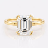 3.00 CT Emerald Cut Claw Prongs Colorless Moissanite Solitaire Engagement Ring