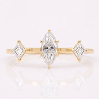 3.24 TW Marquise Cut with side Lozenge Two-Finger Moissanite Engagement Ring