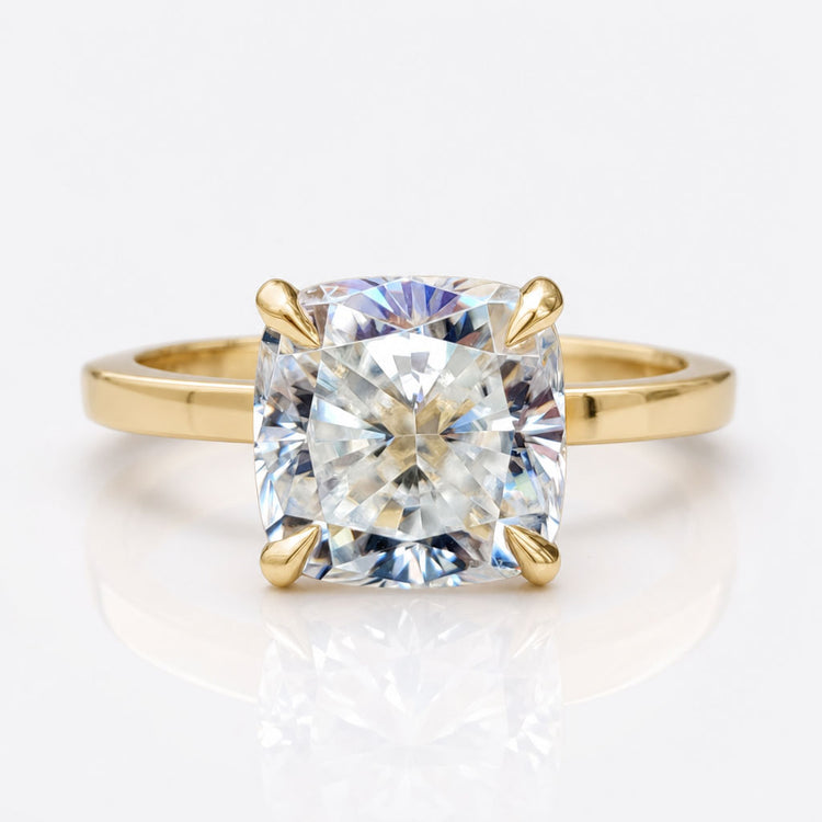 2.36 CT Cushion Cut Colorless Moissanite Solitaire Engagement Ring