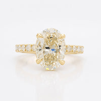 2.57 TCW Oval cut Hidden Halo Pave Set Moissanite Engagement Ring