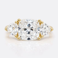 Cushion Cut Moissanite Trillion Three Stone Ring 3.8 CT