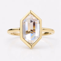 2.39 CT Hexagon Rose Cut Bezel Set Solitaire Moissanite Engagement Ring
