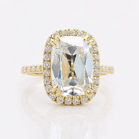 3.44 TCW Cushion OEC Cut Halo Pave Set Moissanite Wedding Ring