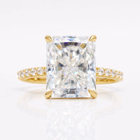 3.39 TCW Radiant Cut Moissanite Hidden Halo Pavé Ring