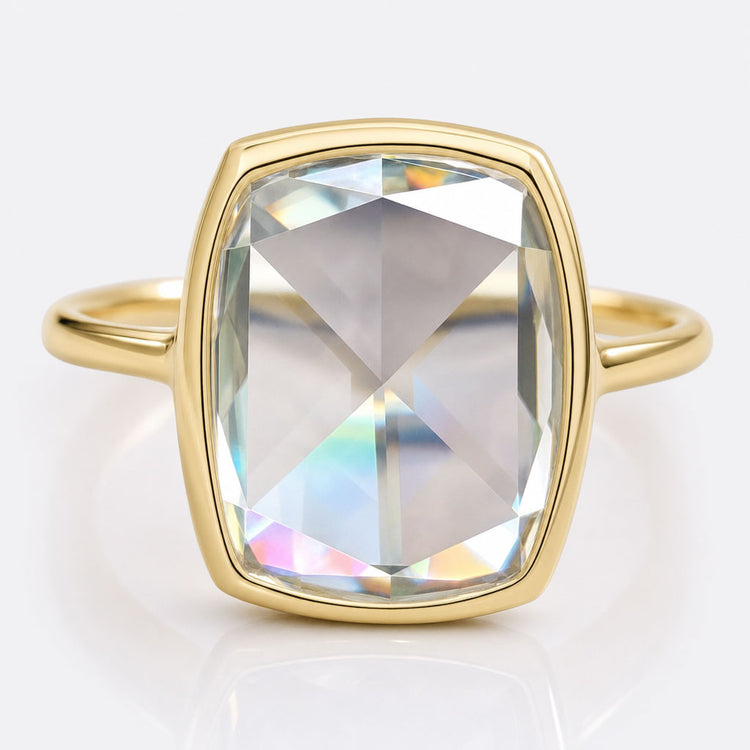 3.91 CT Cushion Rose Cut Bezel Set Solitaire Moissanite Wedding Ring