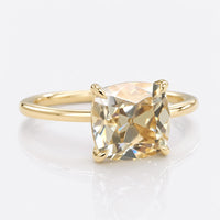 2.50 CT Yellow Cushion Old European Cut Statement Solitaire Wedding Ring