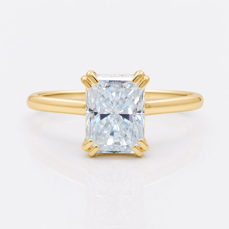 1.36 CT Radiant Cut Classic Cathedral Set Solitaire Moissanite Wedding Ring