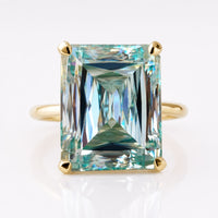 10.04 CT Criss Cut Cyan Blue Classic Claw Prong Moissanite Solitaire Ring
