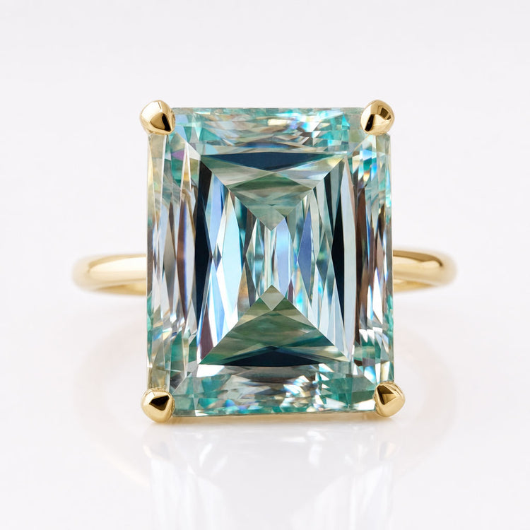 10.04 CT Criss Cut Cyan Blue Classic Claw Prong Moissanite Solitaire Ring