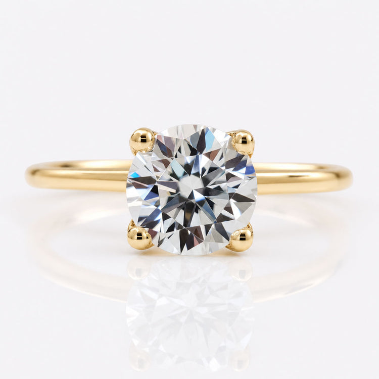 0.97 CT Round Brilliant Cut Four Prong Comfort Fit Moissanite Ring