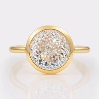 3.27 CT Antique Portuguese Cut Bezel Set Solitaire Moissanite Engagement Ring