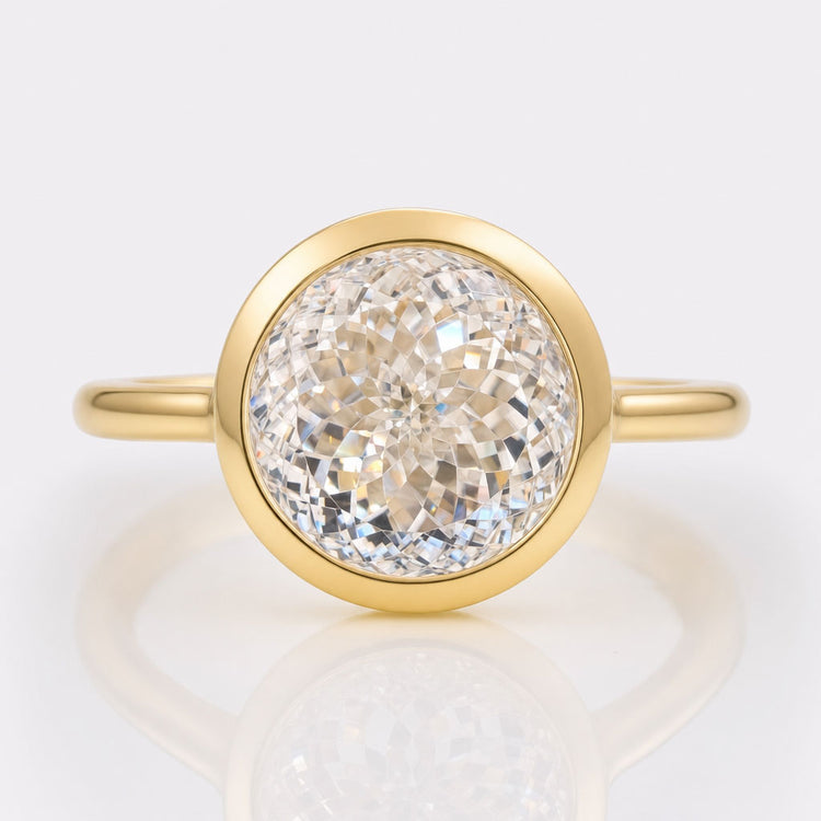 3.27 CT Antique Portuguese Cut Bezel Set Solitaire Moissanite Engagement Ring