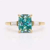1.40 TCW Cushion Baguette Three Stone Moissanite Engagement Ring