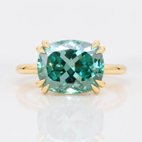 3.96 CT Green Cushion Divine East to West Moissanite Solitaire Ring