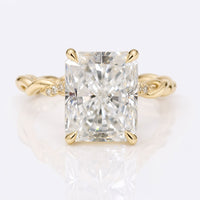 Radiant Moissanite Twisted Pavé Ring 4.1 CT