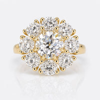 3.41 TW Round Old European Cut Cathedral Set Cluster Halo Engagement Ring