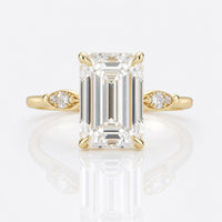 Antique Vintage 3.61 TW Emerald Cut Vintage Moissanite Engagement Ring