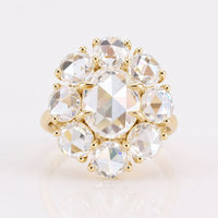 6.45 DEW Oval Rose Cut Cluster Halo With Round Rose Cut Vintage Engagement Ring