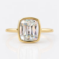 2.66 TCW Cushion Old European Cut Bezel Set Moissanite Solitaire Ring