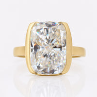 7.26 CT Elongated Cushion Cut Half Bezel Set Solitaire Ring