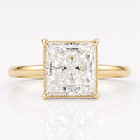 1.93 CT Princess Cut Milgrain Bezel Set Solitaire Engagement Ring