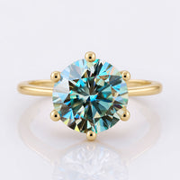 3.15 TCW Round Cut Cyan Blue Moissanite Solitaire Engagement Ring