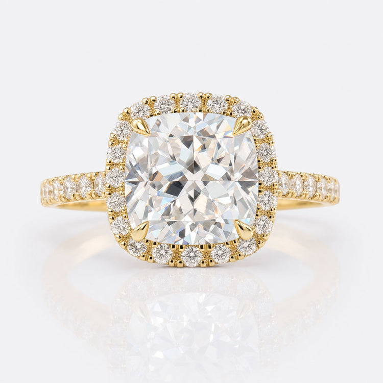 2.62 TCW Cushion Rensu Cut Delicate Moissanite Halo Engagement Ring