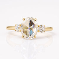 1.38 TCW Oval Rose Cut Unique Three Stones Engagement Ring