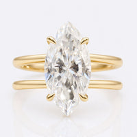 3.38 CT Marquise Cut Dual Shank Moissanite Solitaire Engagement Ring