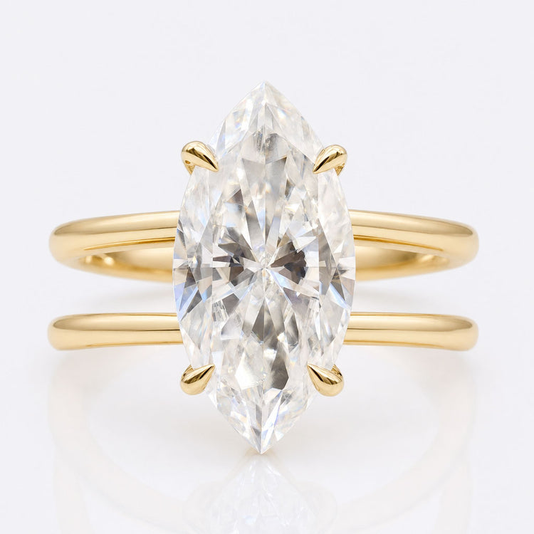 3.38 CT Marquise Cut Dual Shank Moissanite Solitaire Engagement Ring