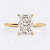 AUSM0315 - 2.33CT Radiant Cut Hidden Halo Moissanite Ring - 18k Yellow Gold - Size N
