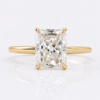AUSM0315 - 2.33CT Radiant Cut Hidden Halo Moissanite Ring - 18k Yellow Gold - Size N