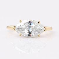2.18 TCW Marquise Cut East to West Two-Tone Moissanite Wedding Ring