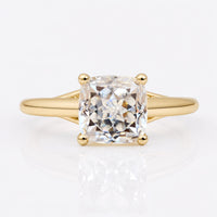 Unique Tapered Shank 1.76 CT Cushion Rensu Cut Moissanite Solitaire Ring