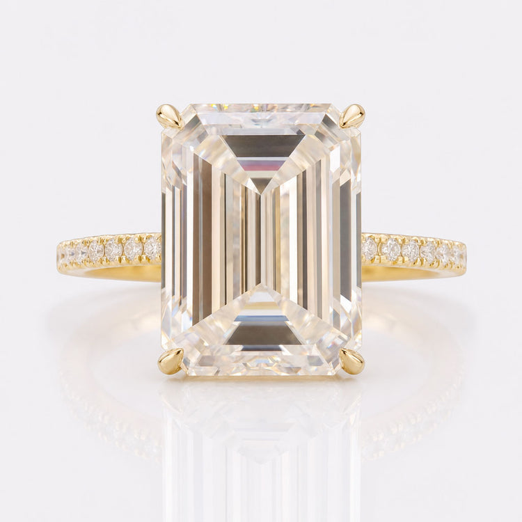 Unique 5.25 TCW Emerald Step Cut Channel Set Moissanite Wedding Ring
