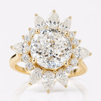 Snow Flake Halo 4.26 TCW Round and Pear Moissanite Engagement Ring