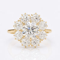 Cluster Halo 3.41 TW Old European Cut Moissanite Wedding Ring