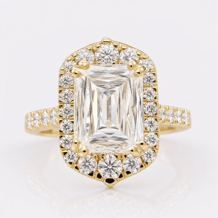 Criss Cut Moissanite Vintage Halo Ring 3.4 CT