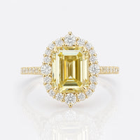 2.81 TW Canary Yellow Emerald Cut Vintage Moissanite Engagement Ring