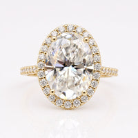 6.44 TCW Eye Catching Oval Cut Halo Pave Set Moissanite Engagement Ring