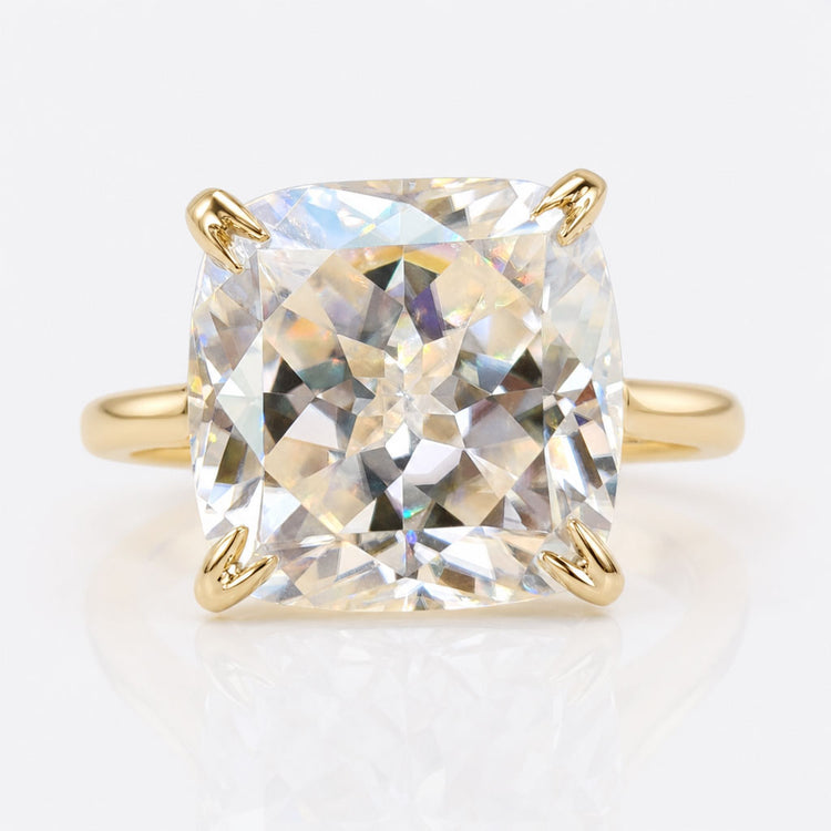 Unique 7.40 TCW Cushion Rensu Cut Hidden Halo Moissanite Engagement Ring