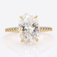 3.32 TW Oval Cut Hidden Halo Cathedral Set Unique Moissanite Engagement Ring