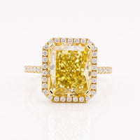 Canary Yellow 7.24 TCW Radiant Cut Moissanite Halo Engagement Ring