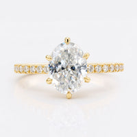 Oval Cut Crushed Ice Moissanite Wrap Pavé Ring 2.2 TCW